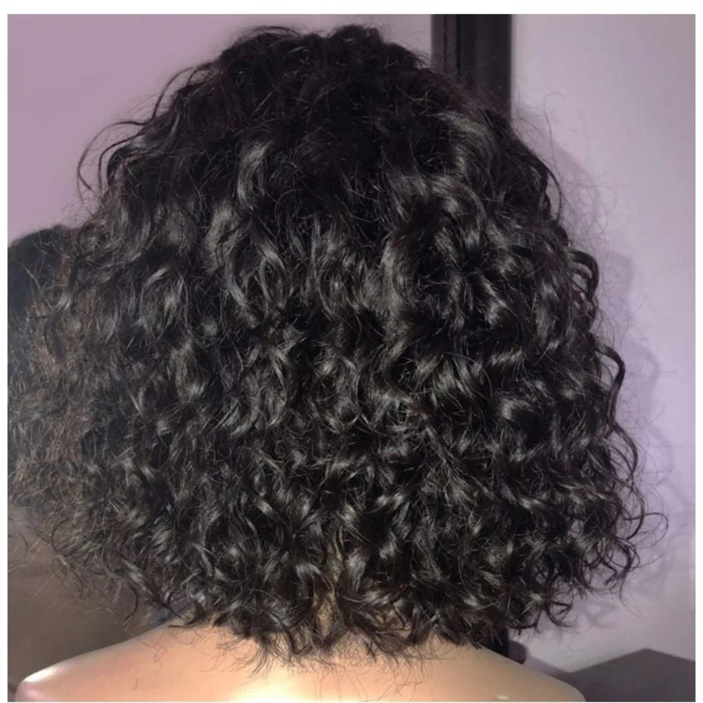 Short Bob Curly Human Hair Lace Front Wig